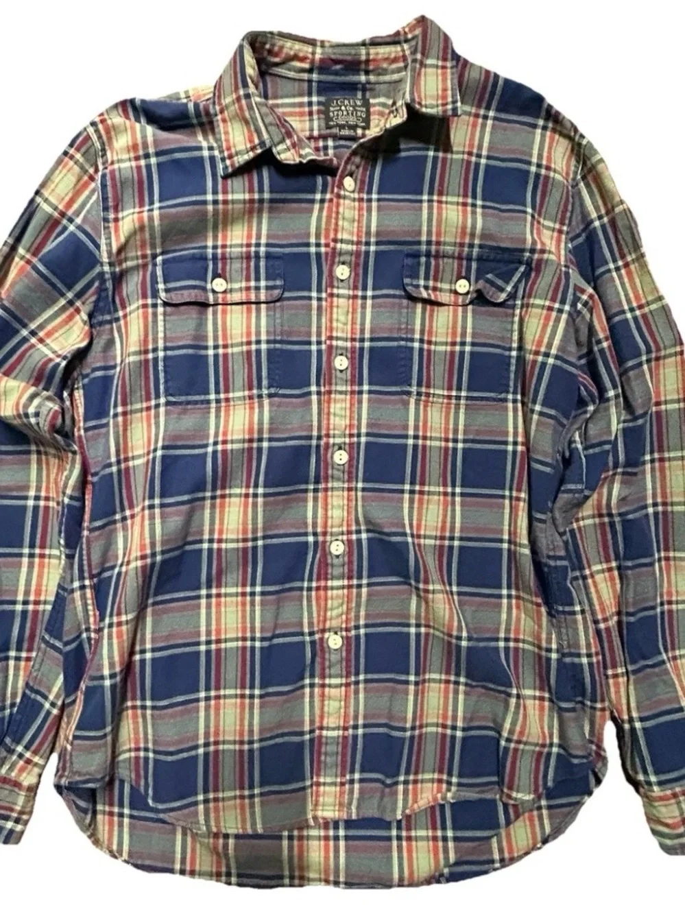 Men’s J. Crew Plaid Long Sleeve Flannel Button Up Shirt Size Large
